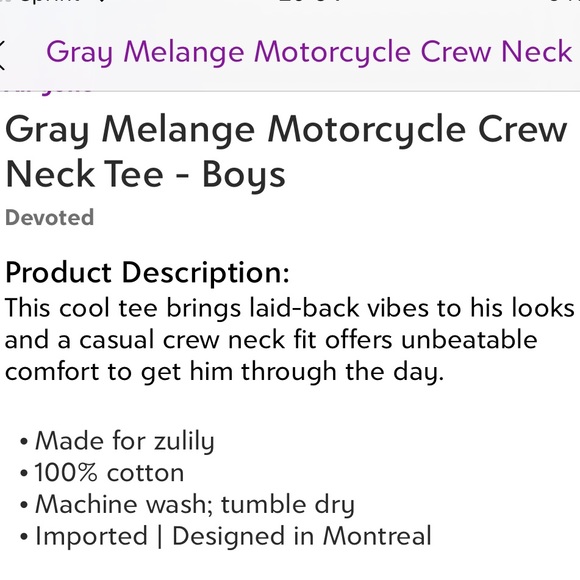 Devoted- Gray and black motorcycle crew neck t-shirt-super cool!- L- size 12 NWT - Picture 3 of 3